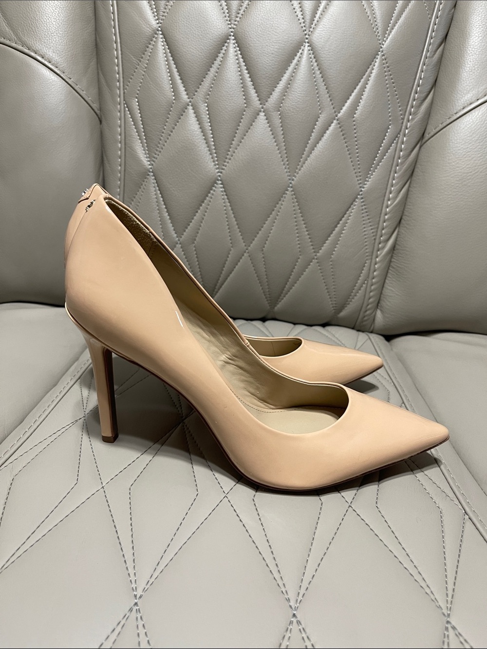 Sam Edelman Rubor Beige Patent Pointed-Toe Stiletto Pumps - Picture 5 of 10